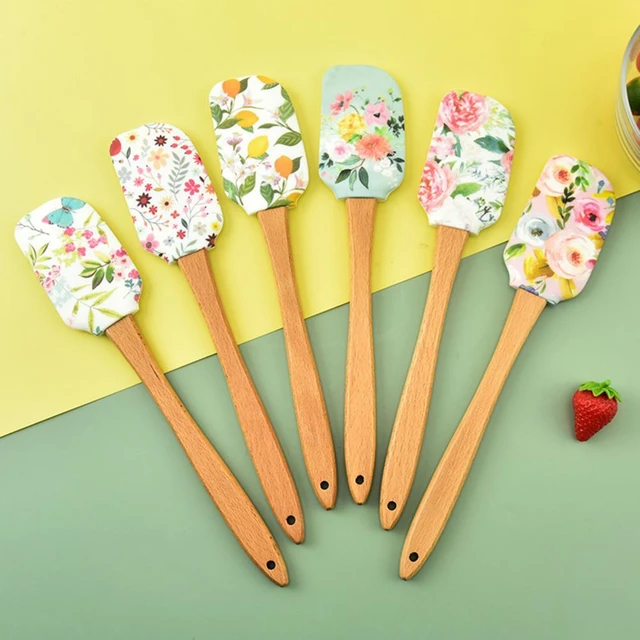 Spatule en silicone sur le thème de Noël avec manche en bois, pâte  padramatique, grattoir Assad, gâteau, crème, ustensiles de cuisine, outils  de décoration de cuisson - AliExpress