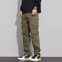 Outdoor Solid Color Men's Straight-Leg Pants with Multiple Pockets 2025 Spring and Autumn Casual Hiking Cargo Pants 2