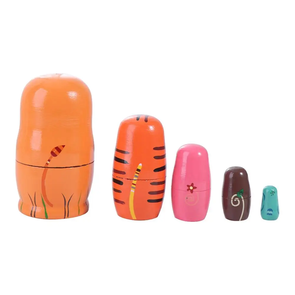 Home Decor Wooden Nesting Dolls Animals Pattern Decorations Matryoshka Doll Toys Colorful Cartoon Stacking Dolls Chidrens Gift