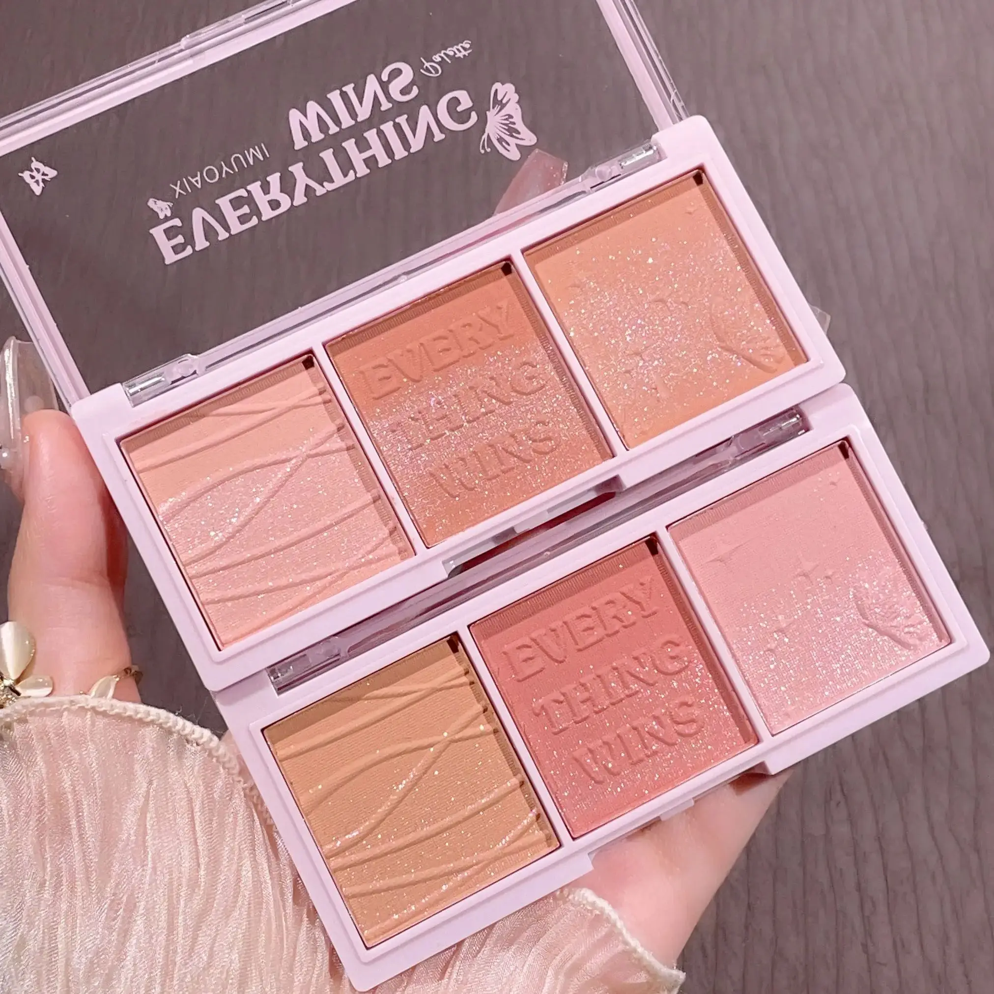3-color Blush Palette Nude Makeup Natural Matte Milk Tea Orange Tone Long-lasting Rouge Blush Powder Cream Palette blush powder