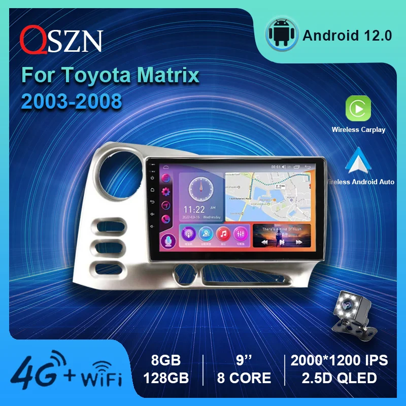 

QSZN 2K QLED Android 12 Car Radio For Toyota Corolla Matrix 2003-2008 LHD Multimedia Video Player GPS 4G Carplay Auto Navigation