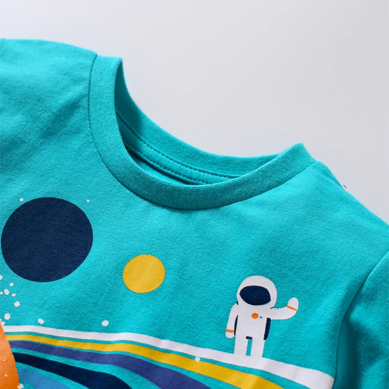 Little maven Boys T Shirts Cartoon Universe Astronaut Planets Children's Clothing t shirts Cotton Baby Boys Tops Tees Clothes 3