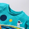 Little maven Boys T Shirts Cartoon Universe Astronaut Planets Children's Clothing t shirts Cotton Baby Boys Tops Tees Clothes 3