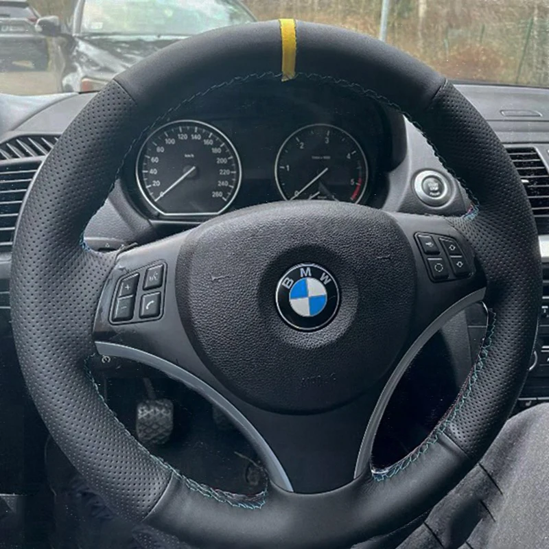 

Ручное шитье натуральной кожи черный автомобильный чехол на рулевое колесо для BMW E90 E91 E92 E93 E87 E81 E82 E88 X1 E84 Автомобильные аксессуары