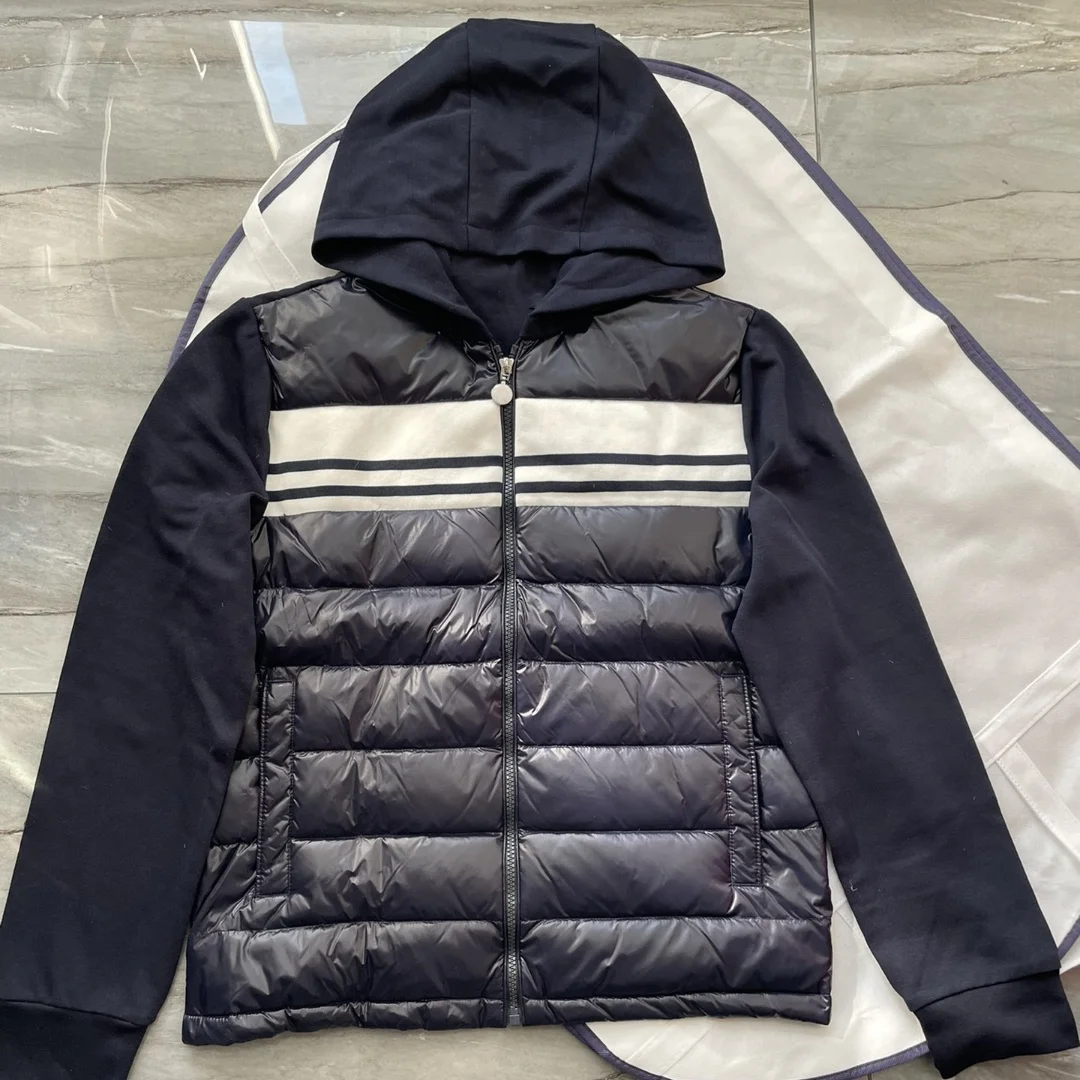 

Autumn winter men's patchwork down jackets Hooded Leisure Fashion coat 95% white goose down Embroidery 1:1 LOGO Send dust bags