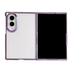 Wide Electroplated Transparent Acrylic Phone Case - Shockproof Bumper Ultra Slim Cover for Galaxy Z Fold 8 (Purple)