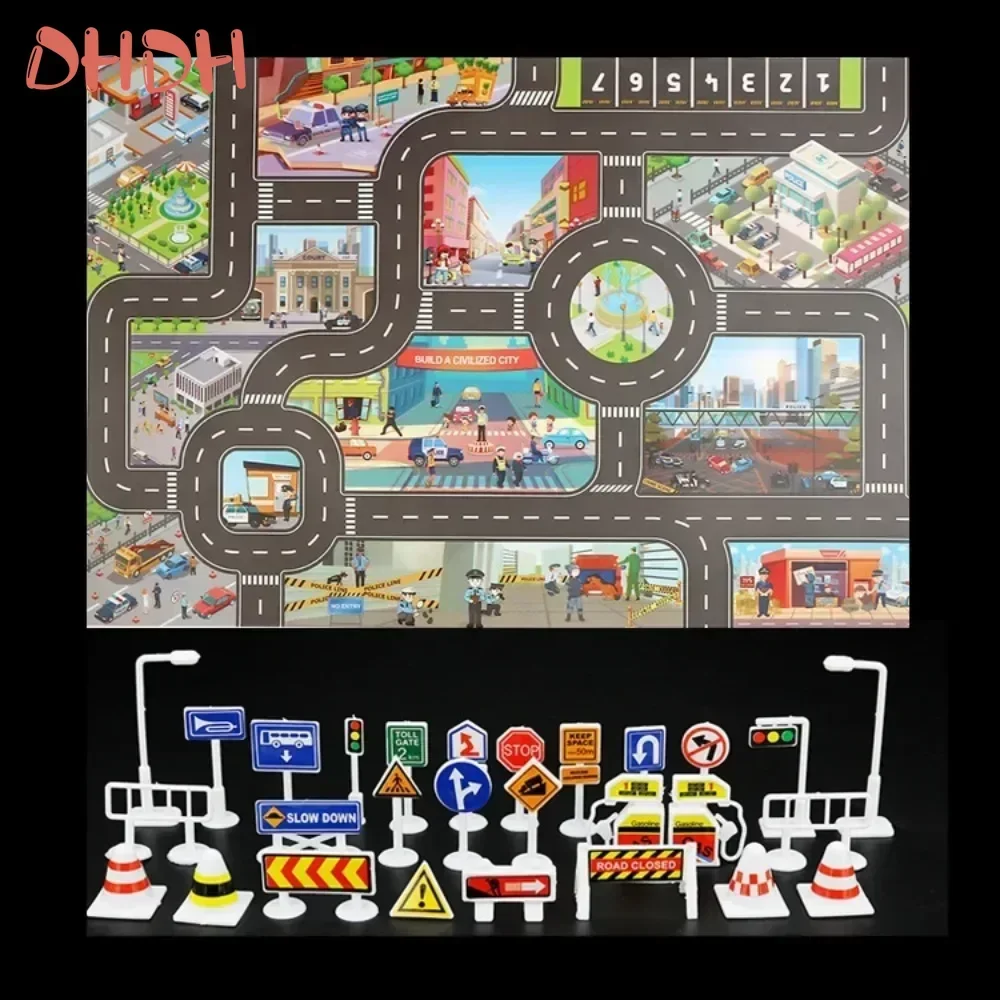 Waterproof Baby Play Mat City Traffic Road Map Mat Carpet City Car Parking Lot Roadmap Traffic Signs Baby Climbing Playing baby play mat play mat