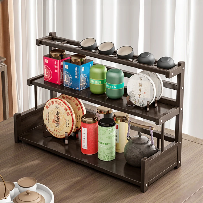 

Стеллаж для хранения чая в китайском стиле, настольное украшение для маленького чайного набора