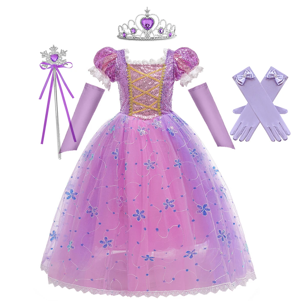thumbnail image 1 of Disney Vestido de princesa para niña, disfraz de Rapunzel, Vestido de baile de lujo para fiesta de cumpleaños, ropa de fantasía para Halloween y Carnaval, 1 of 5