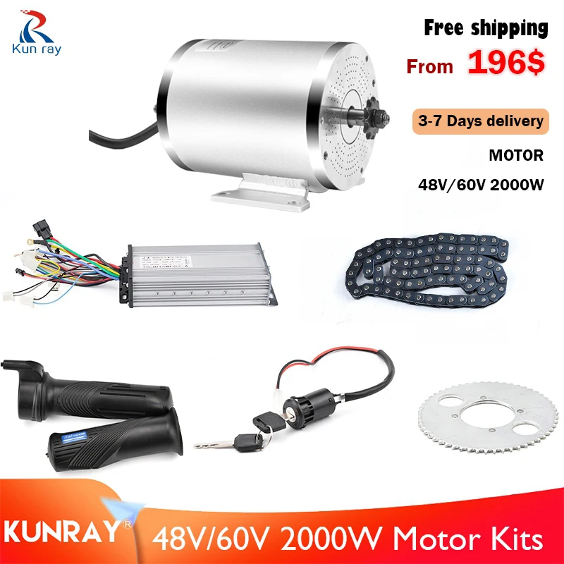 

48V 60V 2000W Brushless DC Motor Electric Motor For Electric Vehicle With Controller, Chain And Throttle Scooter Conversion Kit