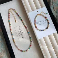 Colliers de perles d'eau douce naturelles en pierre colorée pour femmes, rétro, couleur or, chaîne de clavicule, bijoux cadeaux 6