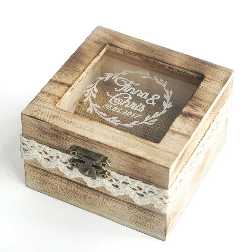 Personalized Wedding Rings Box Custom Wooden Ring Box Rustic Wedding Rings Bearer Engagement Ring Holder Proposal Ring Pillow personalized rustic wedding ring box engagement box wooden ring pillow box jewelry box wedding favors wedding ring bearer box