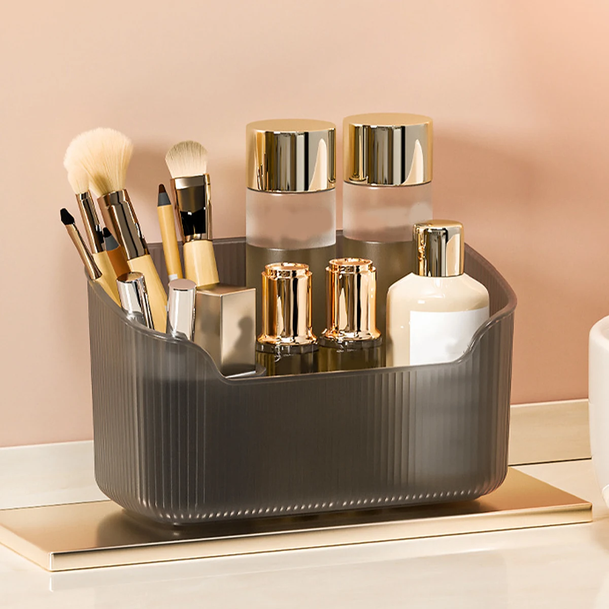 WORTHBUY Makeup Organizer Box Mirror Cabinet Plastic Cosmetics Storage Box Multifunctional Large Capacity Skincare Storage Case 5