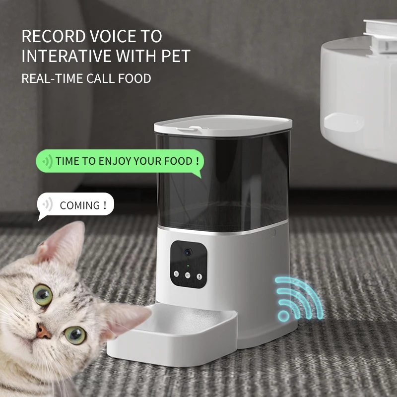 6L Automatic Cat Feeder Camera Video Cat Food Dispenser Smart Voice