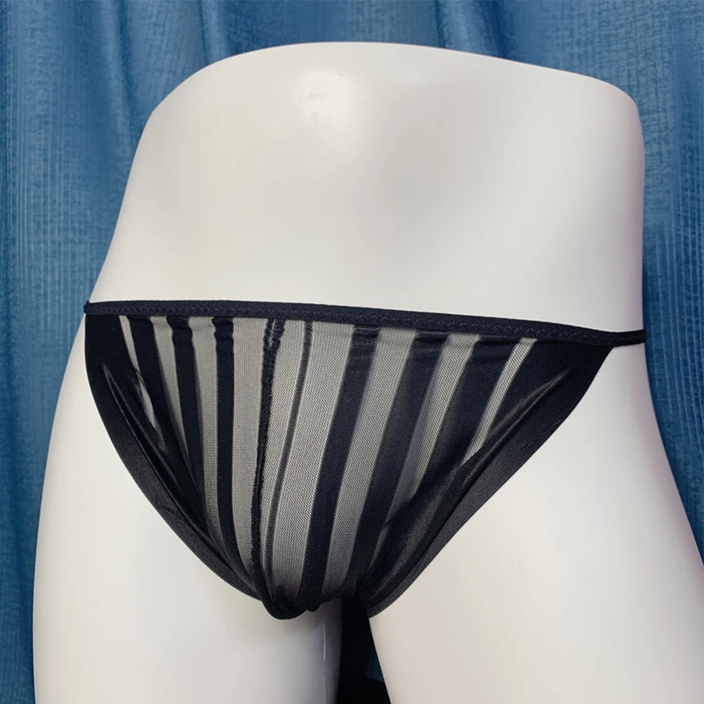 

Sexy Mens Sissy Briefs Lace Bikini Panties See-through Underwear Low Rise Elasticity Thong Thin Mesh Sheer Pouch G-string