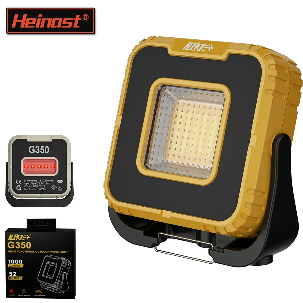 Portable LED Searchlight 1000LM Rechargeable Flashlight Outdoor Red Emergency Light Yellow Camping Light White Repair Work