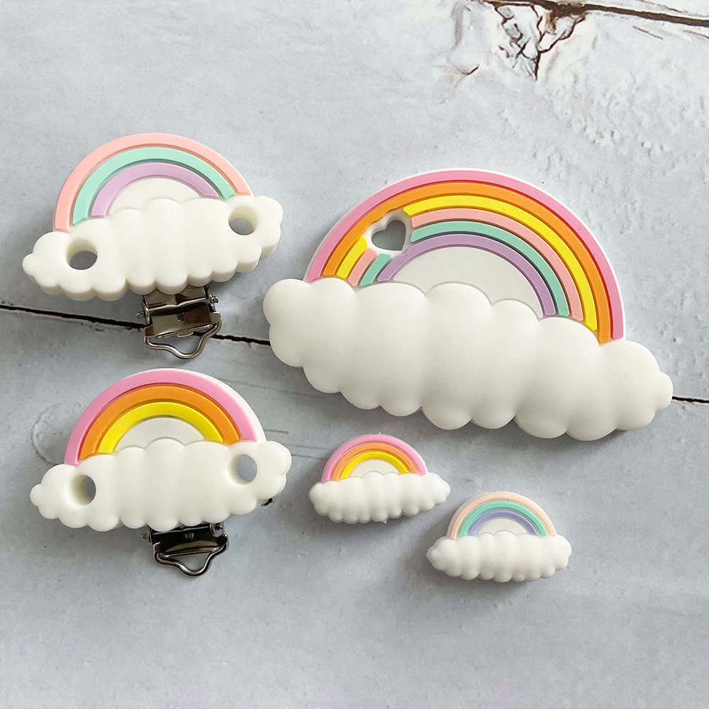 1/3/10pcs baby silicone new rainbow baby teether tooth care pendant DIY pacifier chain accessories toys