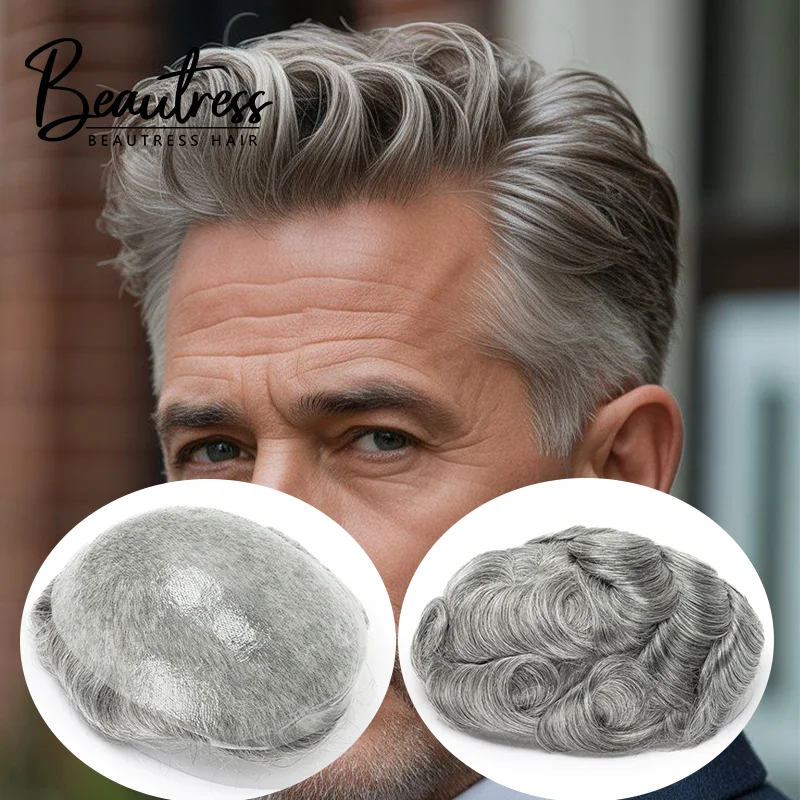 0.03mm Thin Skin Men Toupee 100% Human Hair Men's Capillary Prosthesis ...