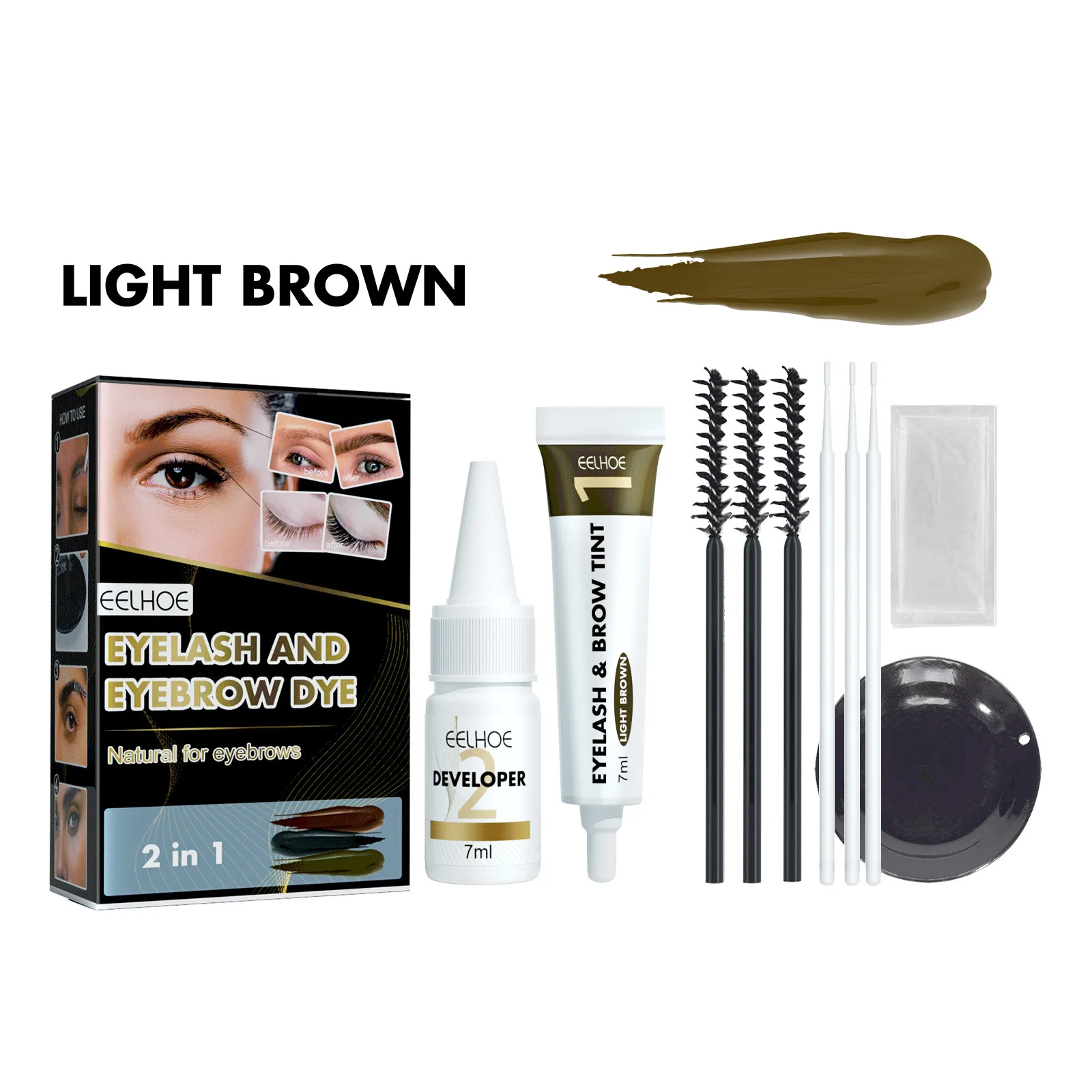 thumbnail image 1 of Kit de teñido de cejas, crema profesional para teñir pestañas y cejas, resistente al sudor, resistente al agua, maquillaje de ojos de larga duración, envío gratuito, 1 of 5