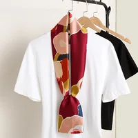 Luxury Brand Ribbon Silk Scarf 15*145cm Red Headband Neckerchief Foulard Hair Scarfs Neck Tie Lady Skinny Scarves Soft Satin 5