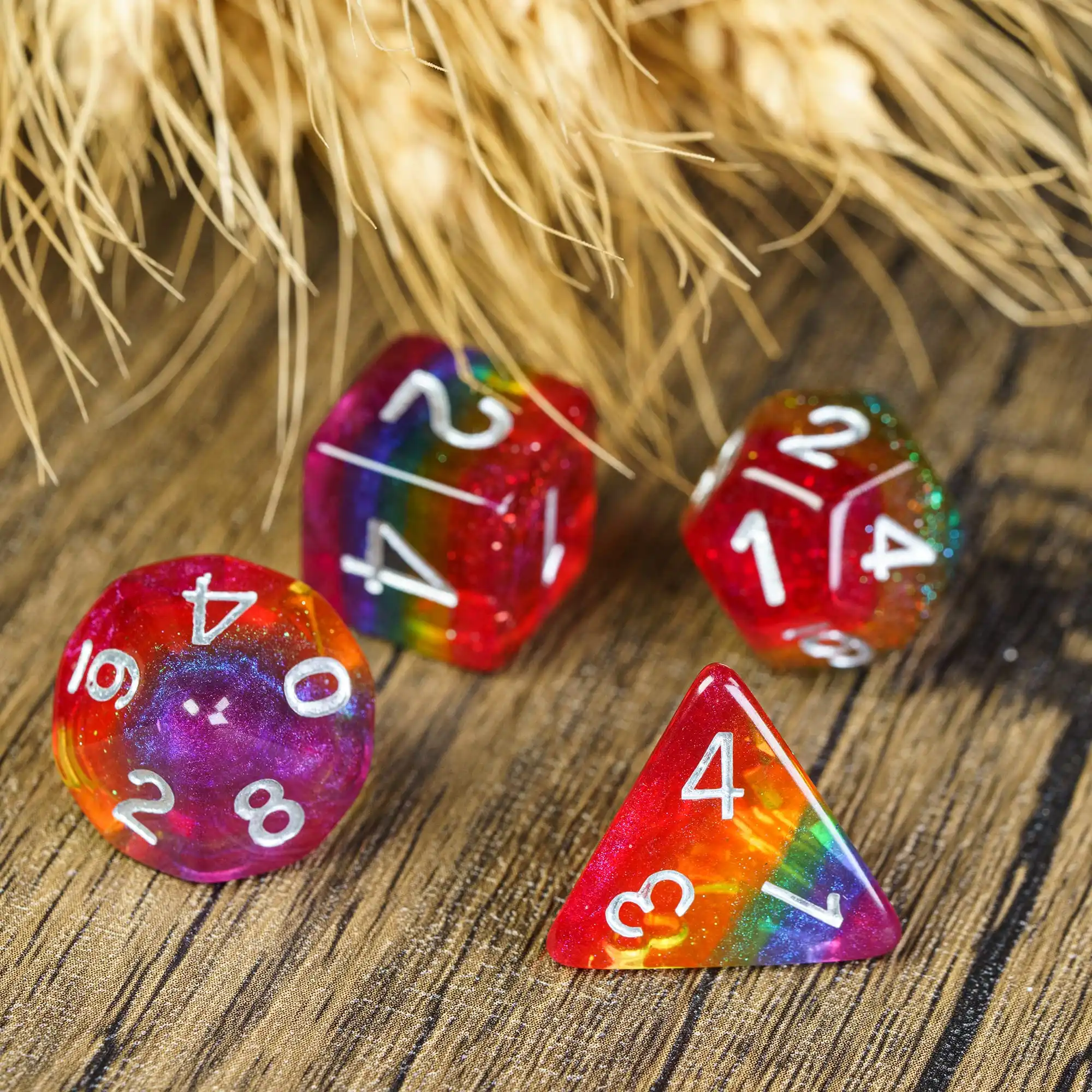 Dice Set Game Dice Pride Flag Dice D4-D20 Polyhedral 7Pcs for Role Playing Game Board Games