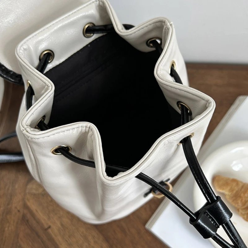 5PCS Small Fragrance Backpack Women's Color Contrast Fashion Pure Color Casual Simple Flip Cover All Small Backpack Wholesale