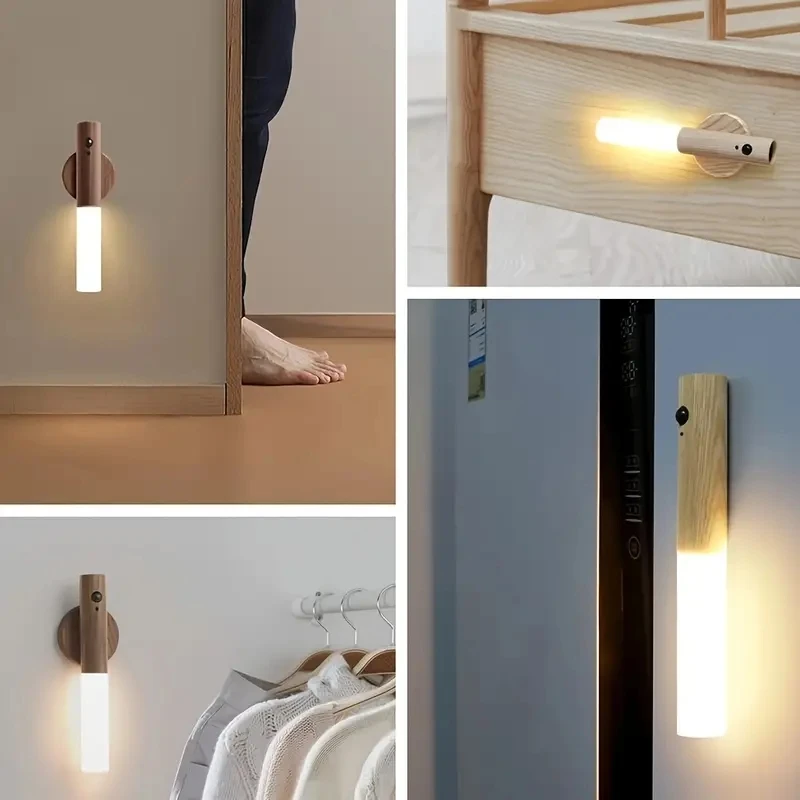 1pc Intelligent Human Body Induction Night Light, LED Rechargeable Corridor Cabinet Wall Light, Household Toilet Wall Induction 5
