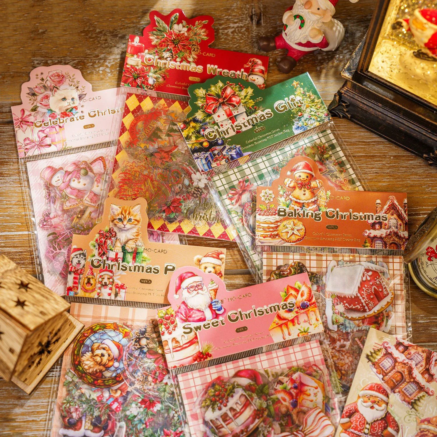 

50 листов, разноцветные Рождественские серии, винтажные праздничные украшения, бронзирующие наклейки для домашних животных, креативный журнал «сделай сам», коллажи, канцелярские принадлежности