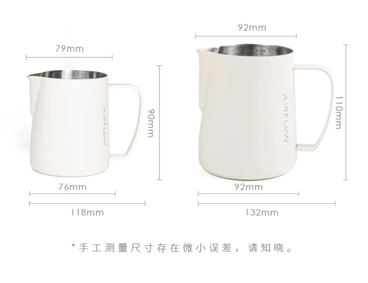 Description Picture 6 of item13.7/20.5oz Stainless Steel Milk Frothing Pitcher Pointed Mouth Milk Jug Coffee Latte Art Cup Steaming Pitcher with Scale