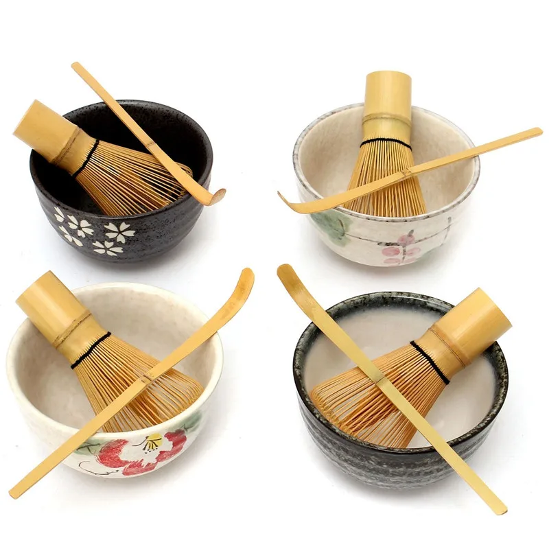 

Tea Ceremony Matcha Ceramic Tea Bowl Bamboo Tea Scoop Matcha Whisk Japanese Teaware Tea Tool 4 Style Matcha Bowl Set