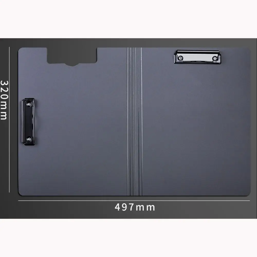 A4 Frosted File Folder Memo Clip Board Test Paper Storage Organizer with Double Clips Solid Color Multifunction Stationary