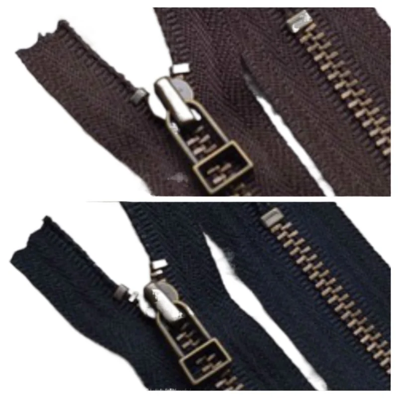 

30pcs/Lot 3# 15 To 30cm Vintage YKK Metal Zipper Black Coffee Bronze Close End for Sewing Leather Bag Accessory Craft Diy