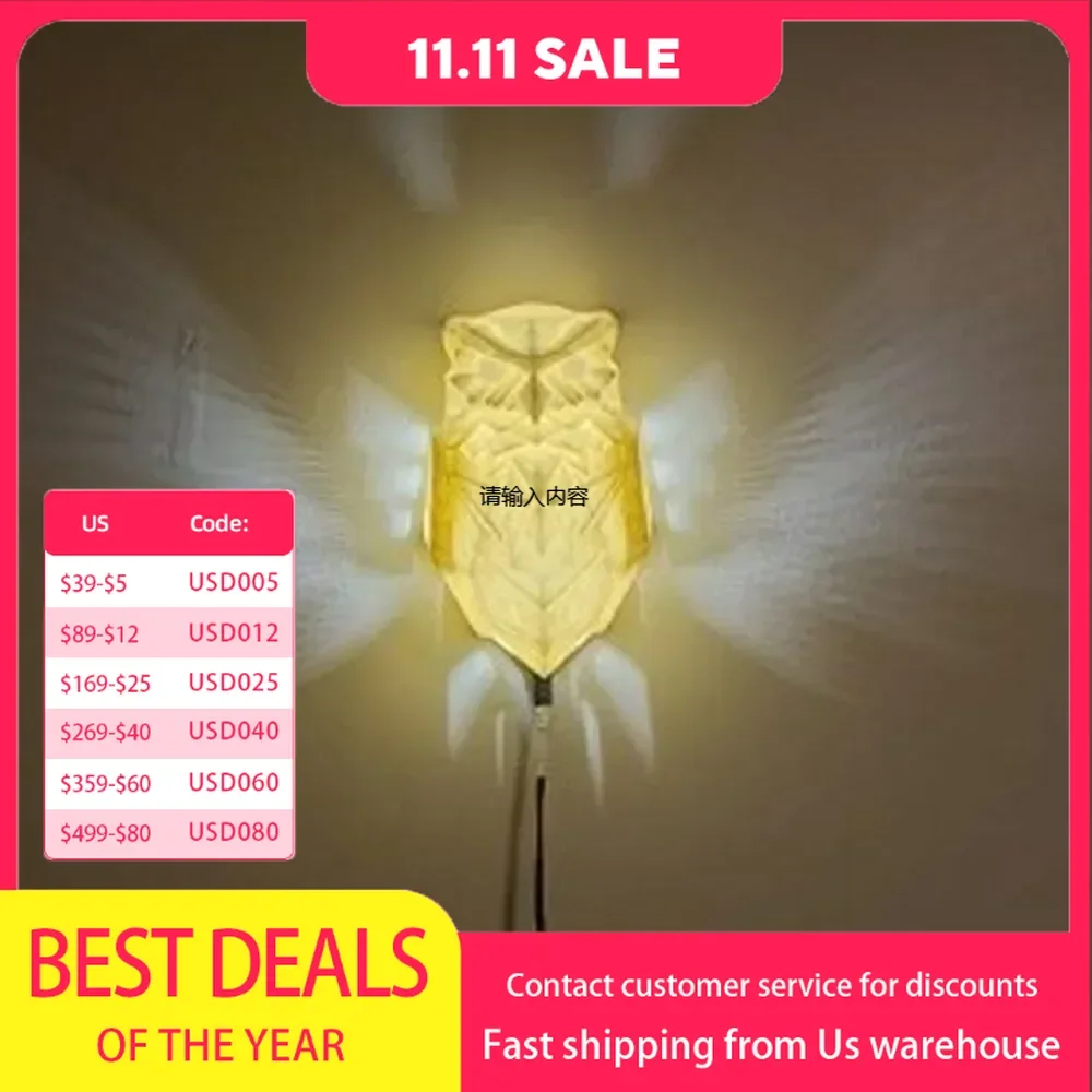 3D Wall Light Animal LED Wall Lamp Sleeping Night Light Walls Lighting Lights Art Deco Sconce Owl Night Lights