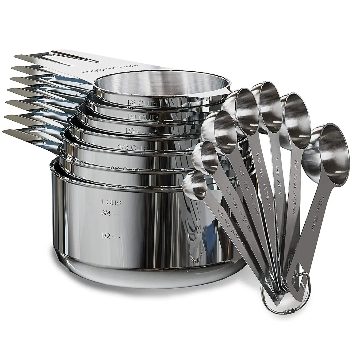 

Stainless Steel Measuring Cups and Spoons Set of 14 Pieces,Portable