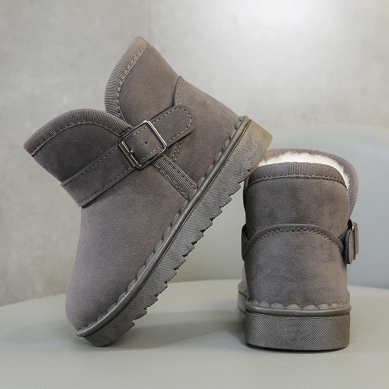 Boys Thermal Boots Kids Versatile Casual Buckle Non-slip Children Fashion Simple Non-slip Girls Snow Boots Cotton Winter Autumn