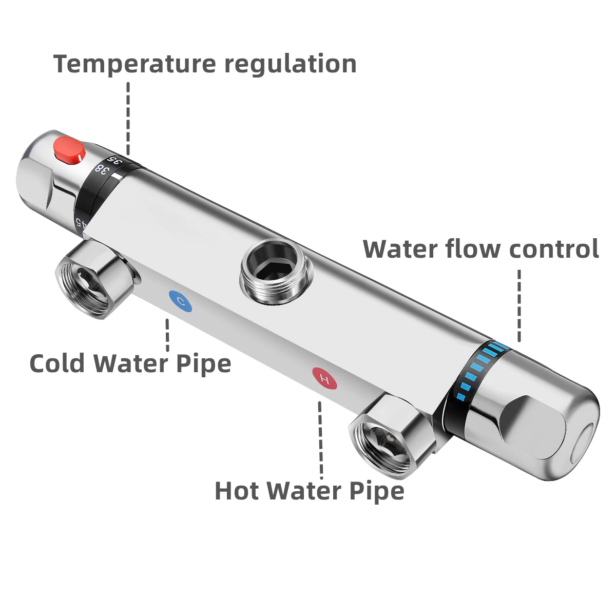 Thermostatic Shower Faucet Mixing Valve Thermostatic Faucets Shower Bathroom Combination Water mixer Bathtub Faucet with handle 2