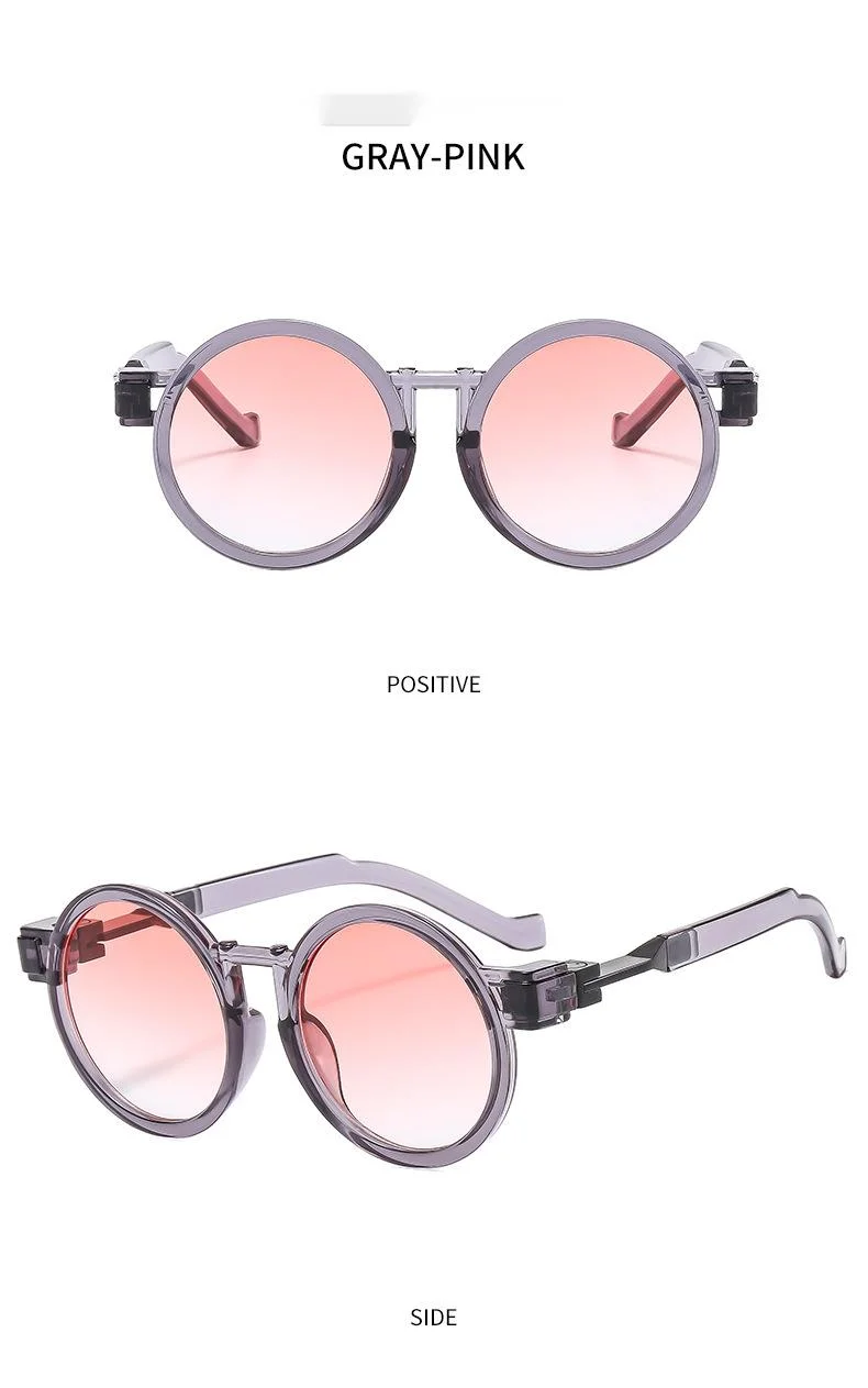 Nuovi occhiali da sole con montatura rotonda personalizzati con intarsio in metallo con gambe, occhiali da sole rock da moto per uomo e donna alla moda, occhiali alla moda transfrontalieri_voghion.com