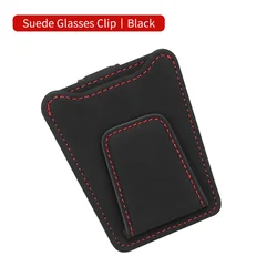 Luxury Suede Leather Car Visor Sunglass and Ticket Holder Clip (Black)