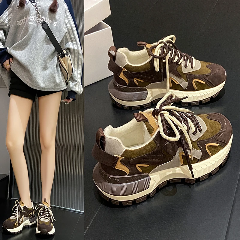 Luxury Designer Fashion Color Block Sneakers Women's Casual Thick Sole Increased Comfortable Women's Shoes Zapatillas De Deporte - Image 6