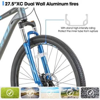 Hiland 27.5 inch Mountain Bike 21 Speeds, Lock-Out Suspension Fork, Hydraulic Disc-Brake for Men Women MTB Bicycle Adlut Bike 3