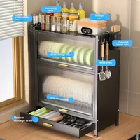 Sorty™ Dustproof Dish Drying Rack with Cabinet – Space Saving Kitchen Organizer