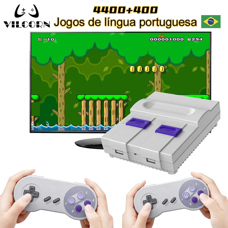 VILCORN 16-Bit Wireless/Wired Retro Video Game Console Built-in 4800+ Games for Everdrive SNES NES FC Family Game Machine