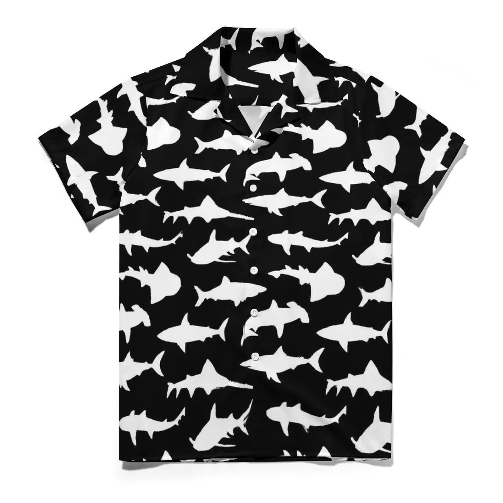 

White Sharks Vacation Shirt Man Animal Print Retro Y2K Casual Shirts Hawaiian Short Sleeve Streetwear Design Oversized Blouses