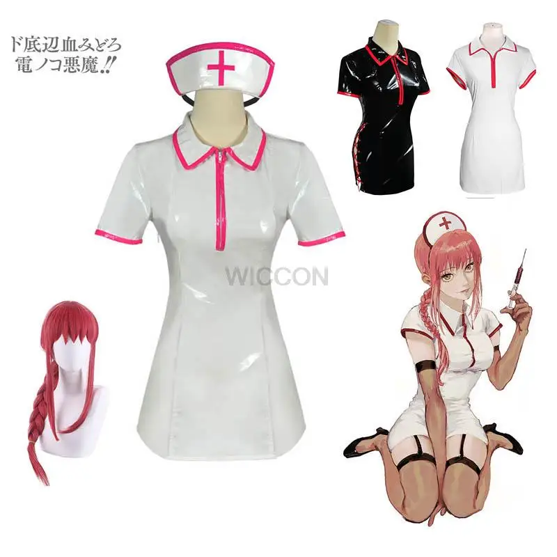 

Chainsaw Man Makima Cosplay Costume Power Sexy Nurse Uniform Gloves Stockings Set Anime Cosplay Wig Women Halloween Masquerade