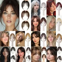 Extensions de cheveux synthétiques à clipser pour la partie frontale, avec frange à raie centrale, naturelles, sans démarcation, style oblique français et frange en forme de huit 5