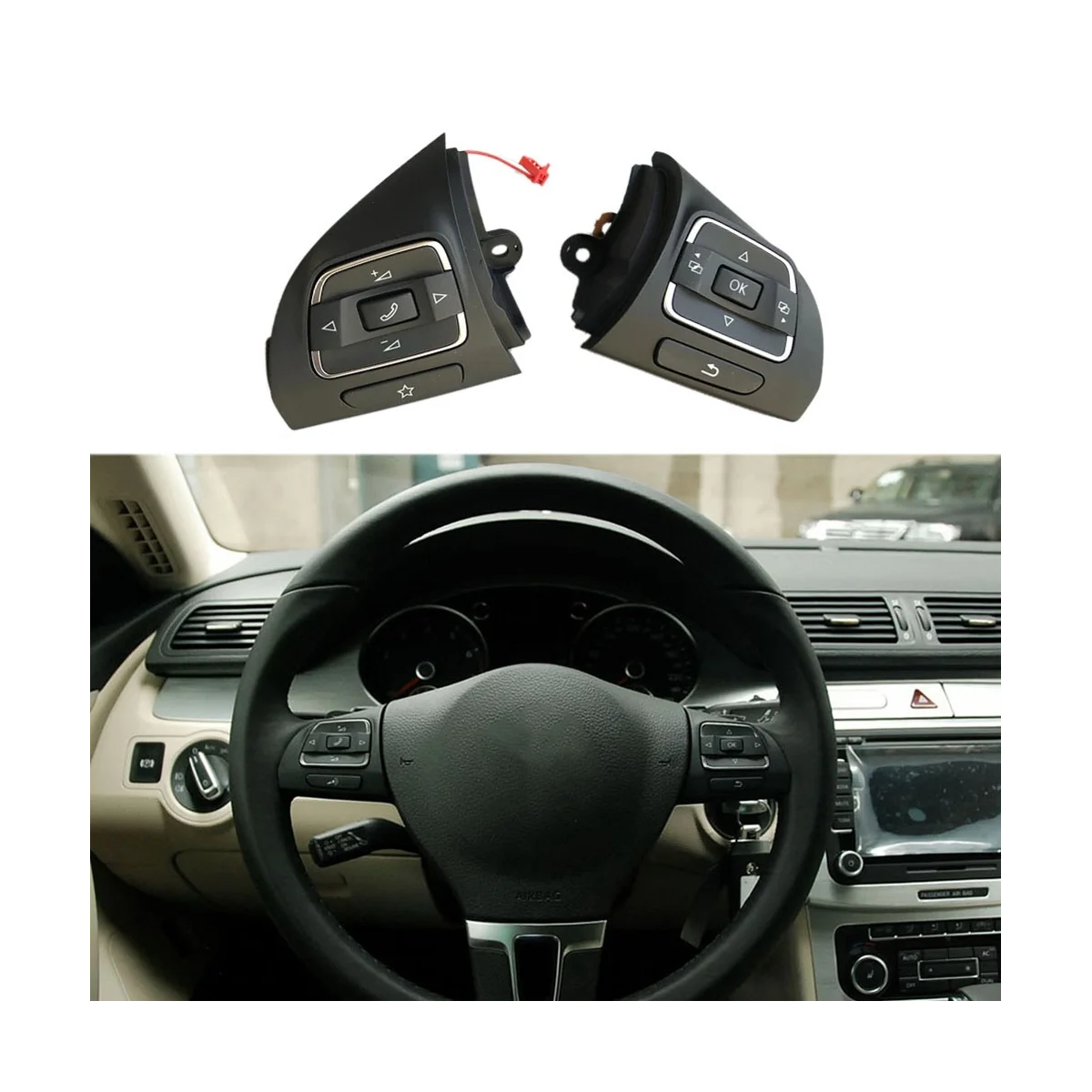 

Car Right Side MFD Steering Wheel Buttons Switch for Golf MK6 Tiguan Jetta MK6 EOS 5C0959537A/5C0959538B