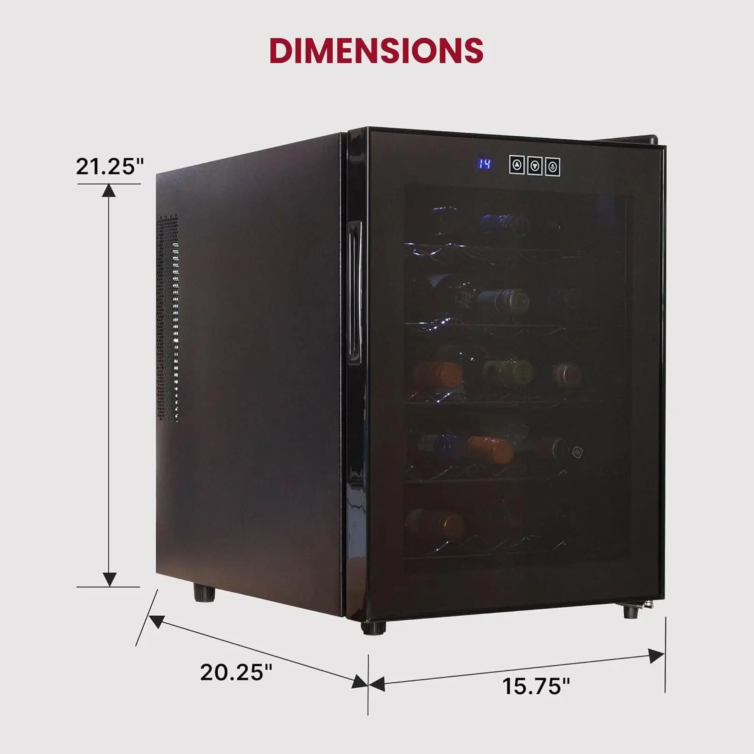20 Bottle Wine Cooler Cabinet for Champagne, Red & White Wines, Freestanding Cellar with Double Glass Door