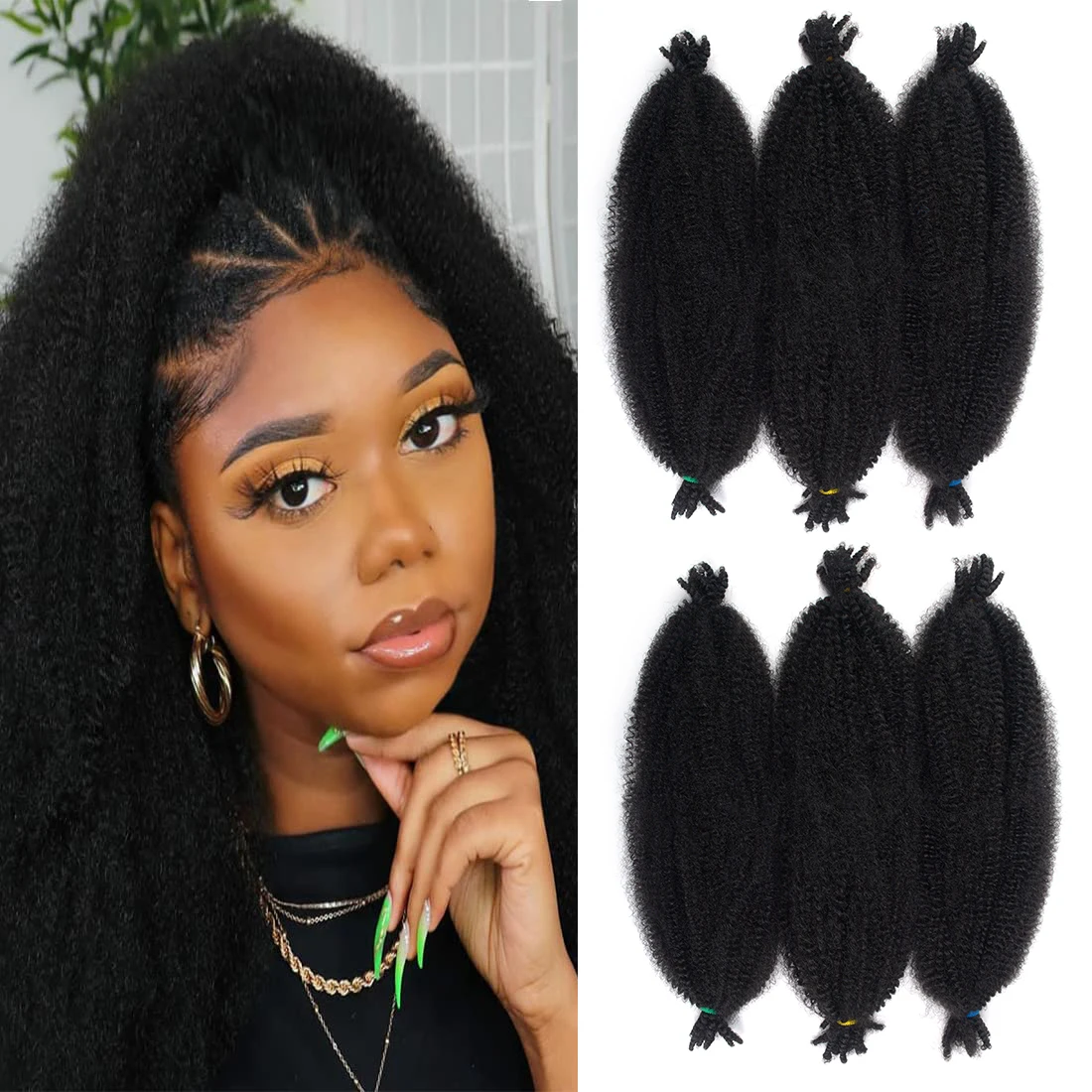 

Springy Afro Twist Hair 18Inch Synthetic Pre-Separated Afro Kinky Twist Crochet Hair Extension For Faux Locs Marley Braids