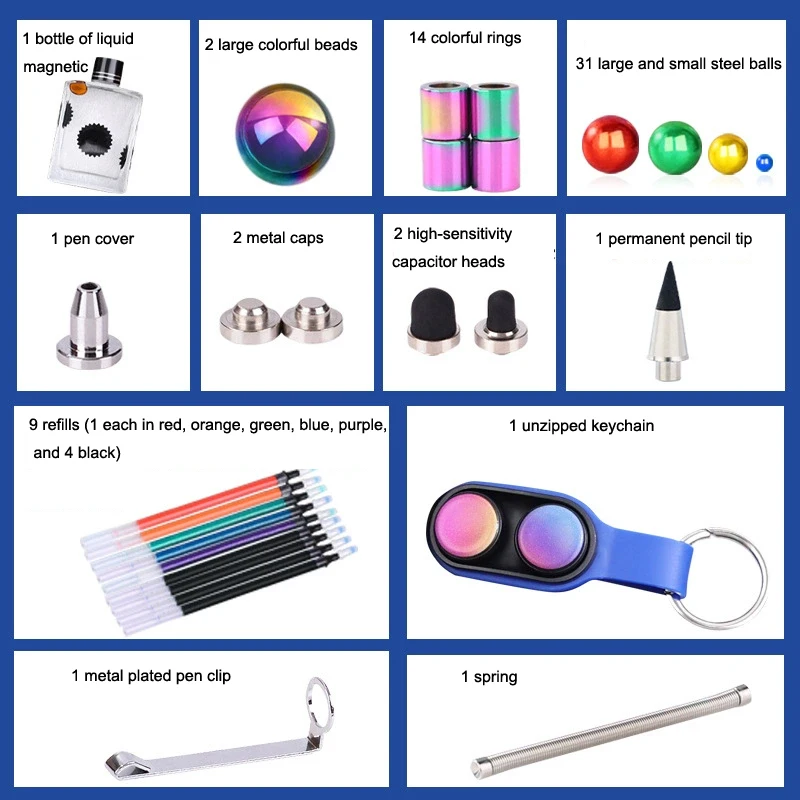 Creative magnetic rollerball, colorful puzzle game, party drawing, keychain, interactive science experiment pen, gift stationery