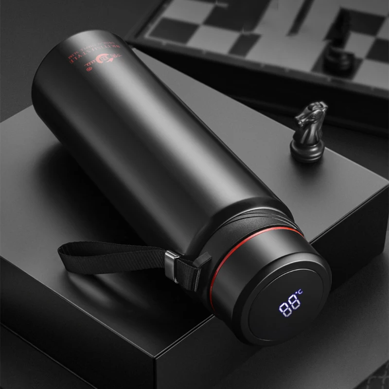 304 스테인레스 스틸 열 진공 플라스크, LED 온도 디스플레이, 대용량 절연 보온병, 차 물병, 600ml-1200ml